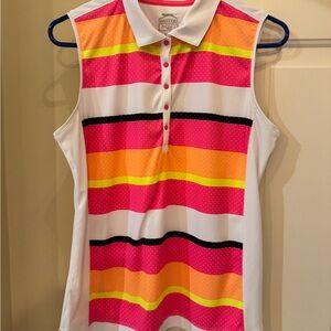 Slazenger Vibrant Pink and‎ Neon Yellow Golf Polo(L)